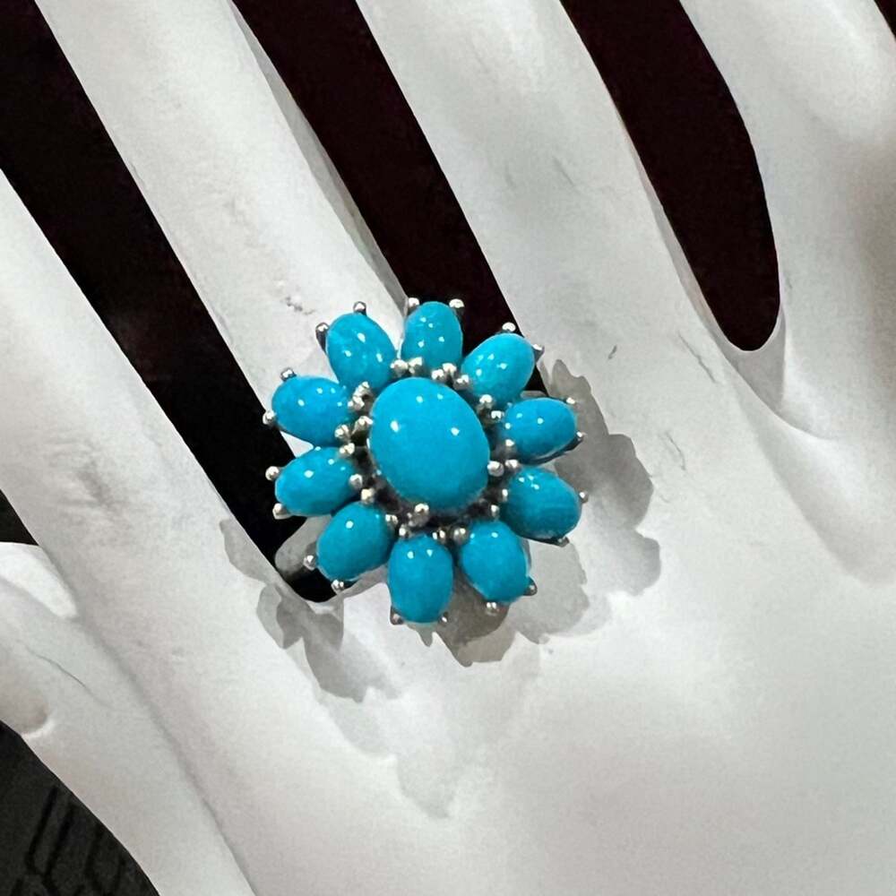 Chuck Clemency STS 925 Sleeping beauty turquoise flower ring: JTV